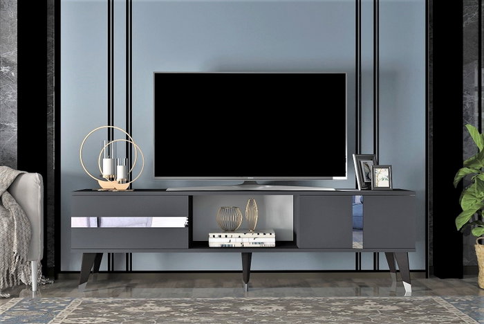 Hanah Home Soporte para TV Vania - Antracita y Plata Hanah Home Soporte para TV Vania - Antracita y Plata